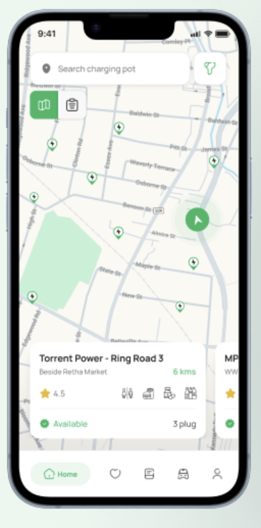 eFuel app kaartweergave met laadpunten